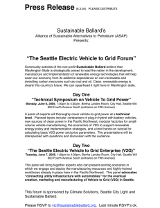 Press Release Sustainable Ballard’s “The Seattle Electric Vehicle to Grid Forum”