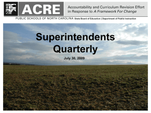 Superintendents Quarterly July 30, 2009