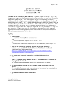 Question and Answers Special Annual Leave Bonus Session Law 2013-360