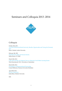 Seminars and Colloquia 2013 -2014 Colloquia