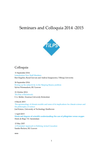 Seminars and Colloquia 2014 -2015 Colloquia