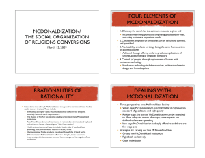 FOUR ELEMENTS OF MCDONALDIZATION MCDONALDIZATION/