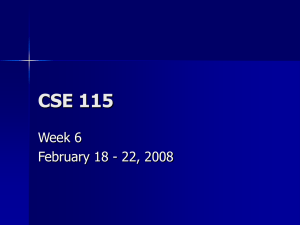 CSE 115 Week 6 February 18 - 22, 2008