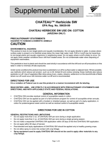 Supplemental Label CHATEAU™ Herbicide SW CAUTION