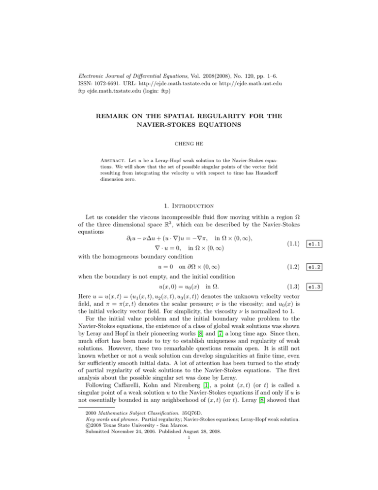 Electronic Journal of Differential Equations, Vol. 2008(2008), No. 120, pp.... ISSN: 1072-6691. URL:  or