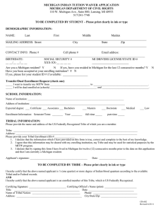 MICHIGAN INDIAN TUITION WAIVER APPLICATION MICHIGAN DEPARTMENT OF CIVIL RIGHTS