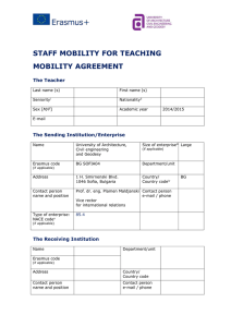 STAFF MOBILITY FOR TEACHING MOBILITY AGREEMENT  The Teacher