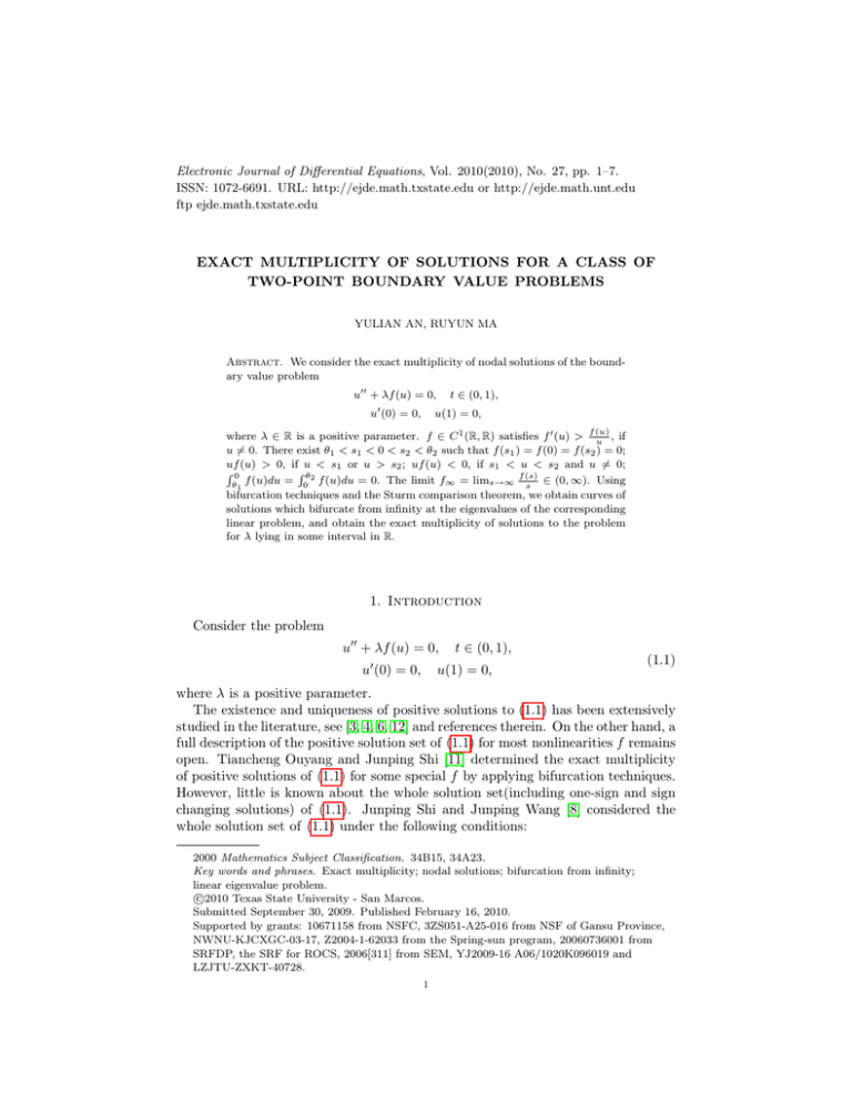 Electronic Journal of Differential Equations, Vol. 2010(2010), No. 27, pp.... ISSN: 1072-6691. URL:  or