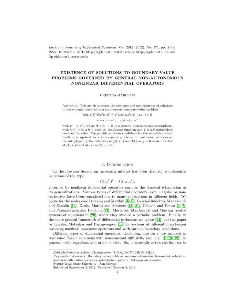 Electronic Journal of Differential Equations, Vol. 2012 (2012), No. 171,... ISSN: 1072-6691. URL:  or