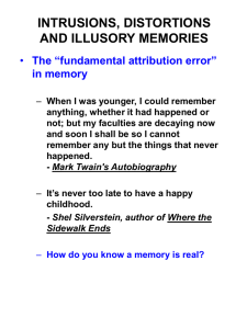 INTRUSIONS, DISTORTIONS AND ILLUSORY MEMORIES The “fundamental attribution error” in memory