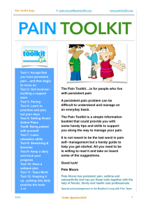 PAIN  TOOLKIT The Pain Toolkit....is for people who live