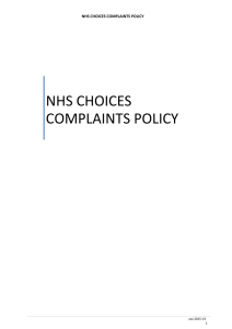 NHS CHOICES COMPLAINTS POLICY  NHS CHOICES COMPLAINTS POLICY