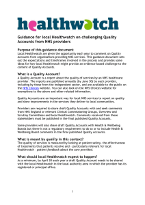 Guidance for local Healthwatch on challenging Quality Accounts from NHS providers