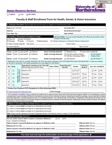 Faculty &amp; Staff Enrollment Form for Health, Dental, &amp; Vision...