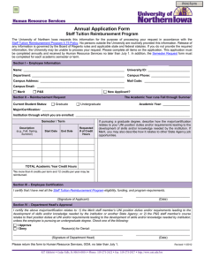 Annual Application Form  Staff Tuition Reimbursement Program
