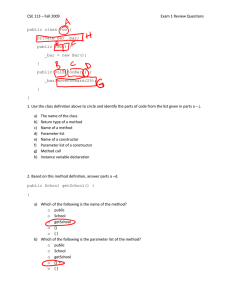 CSE 113 – Fall 2009  Exam 1 Review Questions