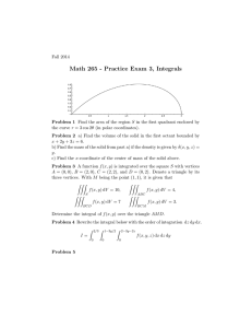 Math 265 - Practice Exam 3, Integrals