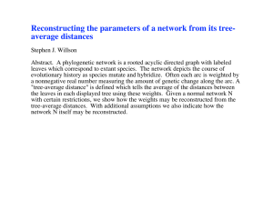 Reconstructing the parameters of a network from its tree- average distances