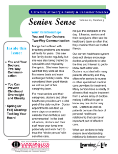 Senior Sense Your Relationships You and Your Doctors: Two-Way Communication