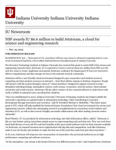  Indiana University Indiana University Indiana University IU Newsroom NSF awards IU $6.6 million to build Jetstream, a cloud for