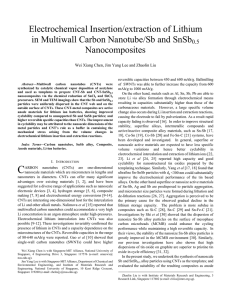 Electrochemical Insertion/extraction of Lithium in Multiwall Carbon Nanotube/Sb and SnSb  Nanocomposites