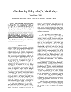 Glass Forming Ability in Pr-(Cu, Ni)-Al Alloys Yong Zhang, Yi Li