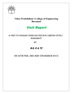 Visit Report  B.E. E &amp; TC Vidya Pratishthan’s College of Engineering