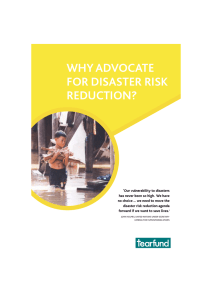 WHY ADVOCATE FOR DISASTER RISK REDUCTION?