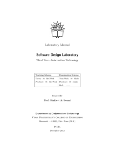 Software Design Laboratory Laboratory Manual Third Year - Information Technology