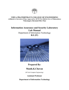 Information Assurance and Security Laboratory Lab Manual Prepared By: