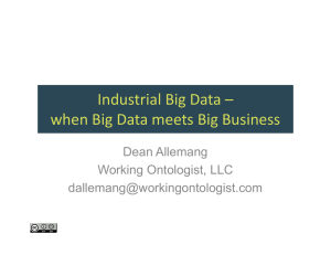 Industrial Big Data – when Big Data meets Big Business Dean Allemang Working Ontologist, LLC