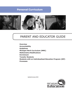 PARENT AND EDUCATOR GUIDE  Personal Curriculum