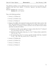 Math 317: Linear Algebra Homework 2 Due: February 1, 2016