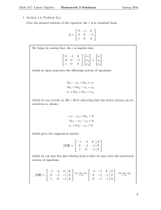 Math 317: Linear Algebra Homework 2 Solutions Spring 2016