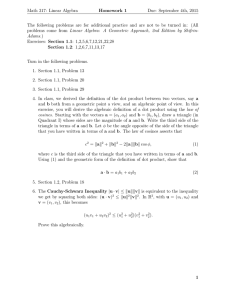 Math 317: Linear Algebra Homework 1 Due: September 4th, 2015
