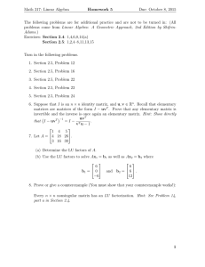 Math 317: Linear Algebra Homework 5 Due: October 8, 2015