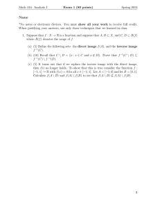 Math 414: Analysis I Exam 1 (80 points) Spring 2014 Name: