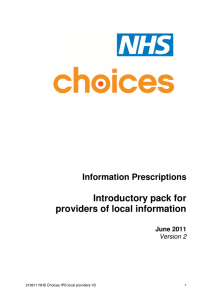 Introductory pack for providers of local information  Information Prescriptions