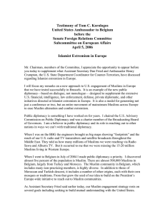 Testimony of Tom C. Korologos United States Ambassador to Belgium before the