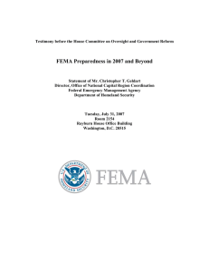 FEMA Preparedness in 2007 and Beyond