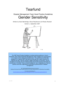 Tearfund Gender Sensitivity  Disaster Management Team Good Practice Guidelines