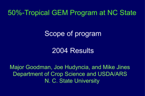 50%-Tropical GEM Program at NC State Scope of program 2004 Results