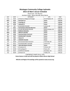 Muskegon Community College Jayhawks 2015-16 Men’s Soccer Schedule