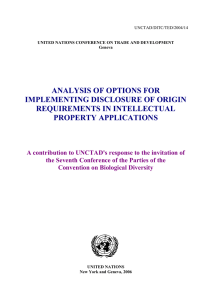 ANALYSIS OF OPTIONS FOR IMPLEMENTING DISCLOSURE OF ORIGIN REQUIREMENTS IN INTELLECTUAL