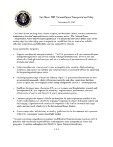 Fact Sheet: 2013 National Space Transportation Policy