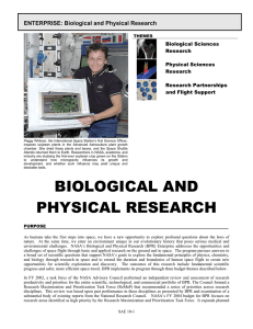 ENTERPRISE: Biological and Physical Research  Biological Sciences Research