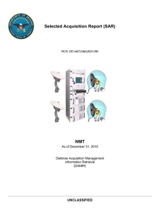 Selected Acquisition Report (SAR) NMT UNCLASSIFIED As of December 31, 2010