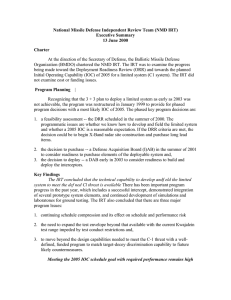 National Missile Defense Independent Review Team (NMD IRT) Executive Summary Charter