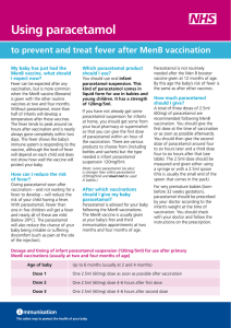 Using paracetamol to prevent and treat fever after MenB vaccination