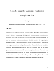 A kinetic model for anisotropic reactions in amorphous solids